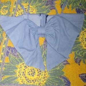 Blue Bow-Front Crop Top - Lightweight Women's Summer Top